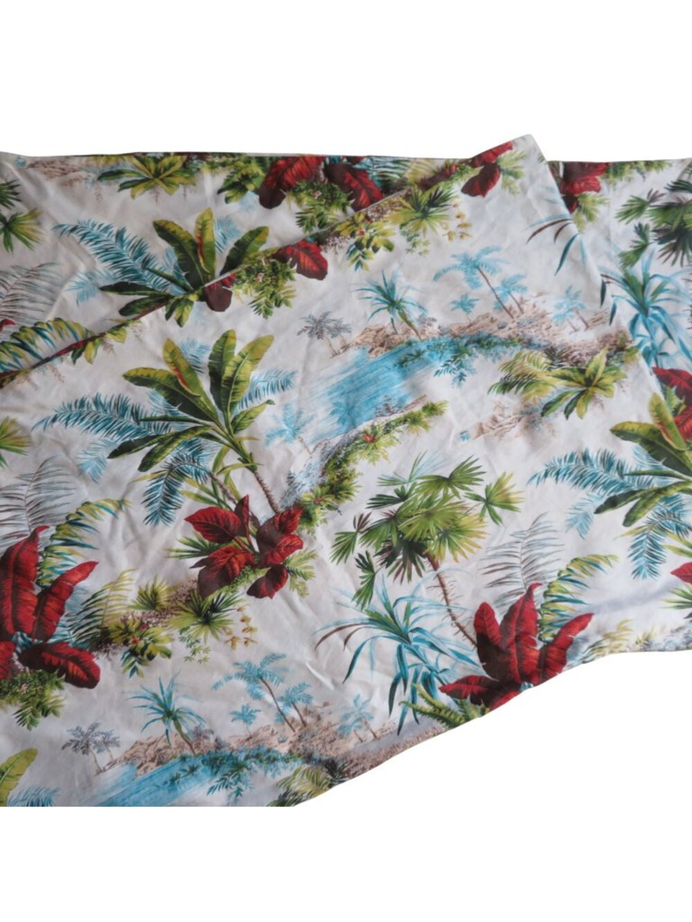 Tropical Print Cotton Standard Pillowcases Set 2 Island Palms Tropical Coastal